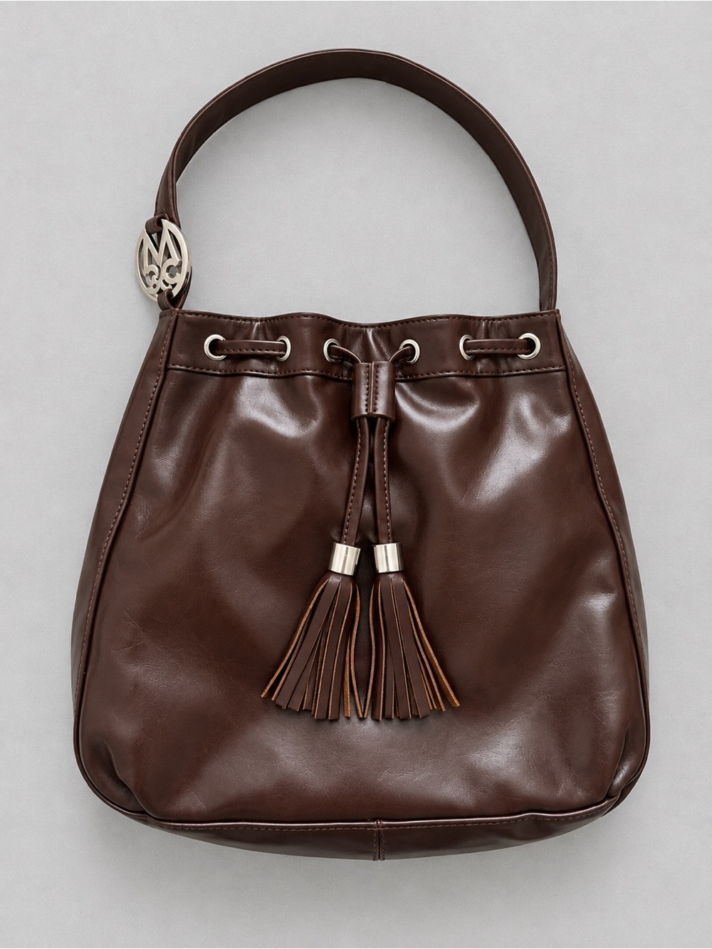 M&C Brown Faux Leather Shoulder Bag